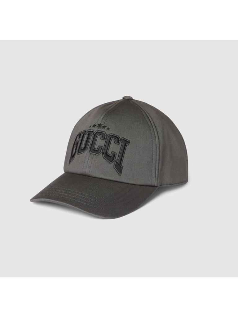 Gucci Embroidered Cotton Baseball Cap Grey M 58cm 817455